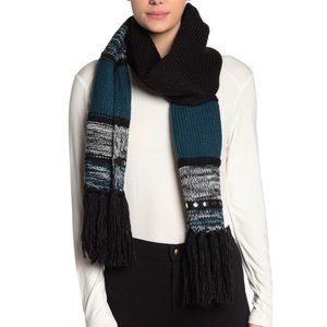 FINAL MARKDOWN Michael Kors Stripe Print Stud Fringe Scarf